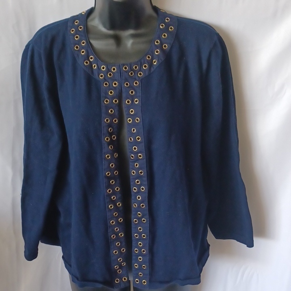 Jones New York Signature Collection•Navy sweater with Gromet accent